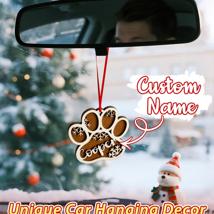 Personalized Dog Paw Snowflake Ornament – Custom Name Christmas Tree Decoration