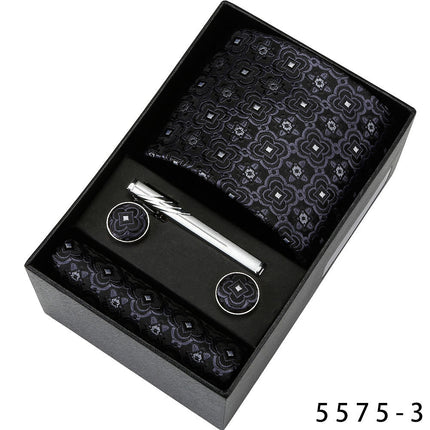 Men's Casual Banquet Tie Square Scarf Cufflinks Five-piece Set