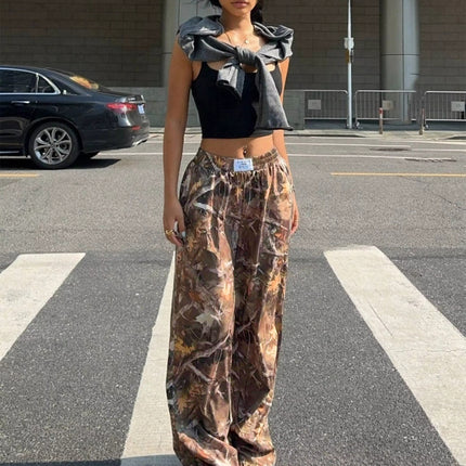 Slimming Casual Pants Hip Hop Retro Street Multi-pocket Camouflage Cargo Pants For Women Y2k Hip-hop Cargo Grunge Baggy Trousers