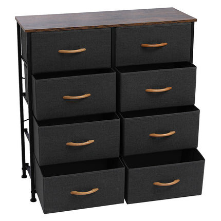 4 Tier Wide Drawer Dresser Storage Unit with 8 Easy Pull Fabric Drawers and Metal Frame Wooden Tabletop for Closets Nursery Dorm Room Hallway Gray