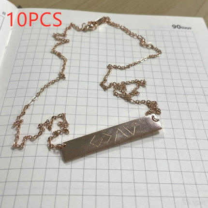 European And American Fashion One Word Horizontal Bar Pendant Necklace