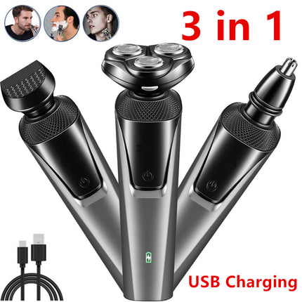 Electric Shaver Mens Razor Rotary Waterproof Pop-Up Beard Trimmer Wet Dry Cordless Nose Hair Cutting Barber Shaving Machine