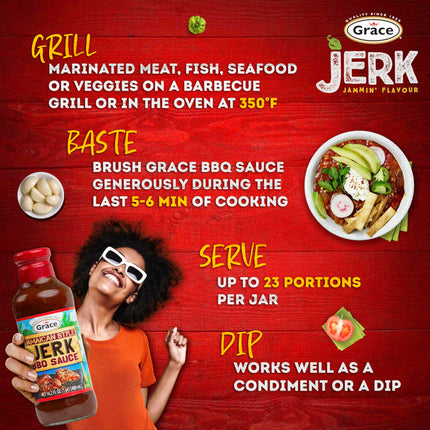 Grace Jamaican Style Jerk BBQ 16oz - 2 Pack Jamaican Jerk Seasoning, Marinade & Dipping Sauce - Best Hot Barbecue Sauce -