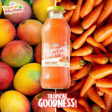 Grace Tropical Rhythms Sorrel Ginger Jamaican Fruit Juice 1 Liter (33.8oz) - 3 Cartons - Authentic Jamaican Ginger Juice Pure Drink