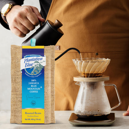 PREMIUM PLANTATION BLUE TRADITION CLASS EXPERIENCE 100% Jamaica Blue Mountain Coffee Medium Roasted and Ground (16oz)