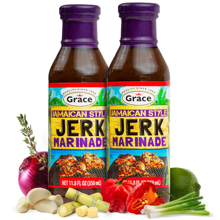 Grace Jamaican Style Jerk BBQ 16oz - 2 Pack Jamaican Jerk Seasoning, Marinade & Dipping Sauce - Best Hot Barbecue Sauce -