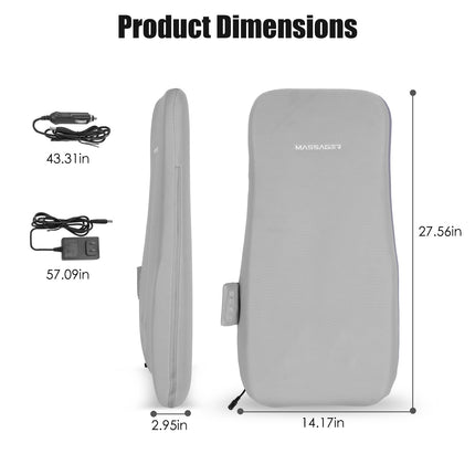 1 Set Full Back Massager With Rolling Kneading Nodes Soothing Heating 3D Deep Tissue Shiatsu Chair Massage Pad For Lumbar Upper Lower Back Gift For Women Men