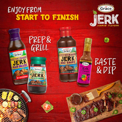 Grace Jamaican Style Jerk BBQ 16oz - 2 Pack Jamaican Jerk Seasoning, Marinade & Dipping Sauce - Best Hot Barbecue Sauce -