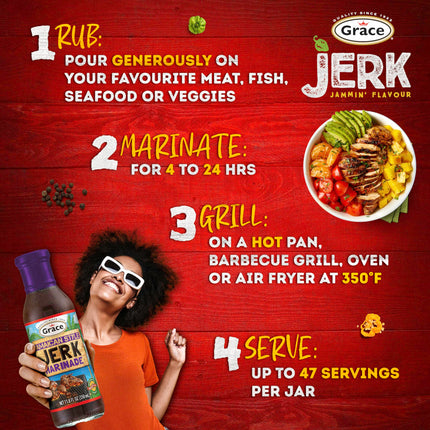 Grace Jamaican Style Jerk BBQ 16oz - 2 Pack Jamaican Jerk Seasoning, Marinade & Dipping Sauce - Best Hot Barbecue Sauce -
