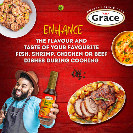 Grace Fish and Meat Sauce 4.8oz - Jamaican Seafood Seasoning & Meat Marinade - Caribbean Fish Sauce for Cooking or as a Chicken Marinade - Mild Jamaican Marinade & Seafood Sauce