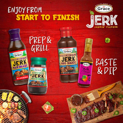 Grace Jamaican Style Jerk BBQ 16oz - 2 Pack Jamaican Jerk Seasoning, Marinade & Dipping Sauce - Best Hot Barbecue Sauce -