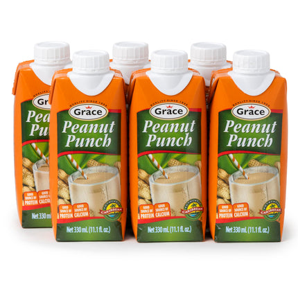 Grace Jamaican Peanut Punch Drink 330ml - 6 Pack - Authentic Jamaican Food Drink - Caribbean Peanut Punch Jamaica Drink