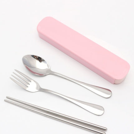 Portable stainless steel tableware tableware box three sets of chopsticks spoon suit Student Travel Gift Set