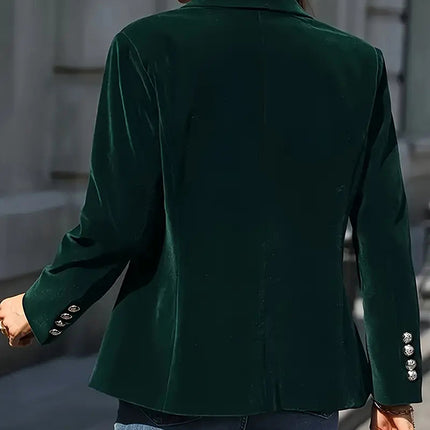 Women's Solid Color Notch Lapel Blazer - Slim Fit Long Sleeve Formal Jacket, Autumn&Winter Elegant Office Wear