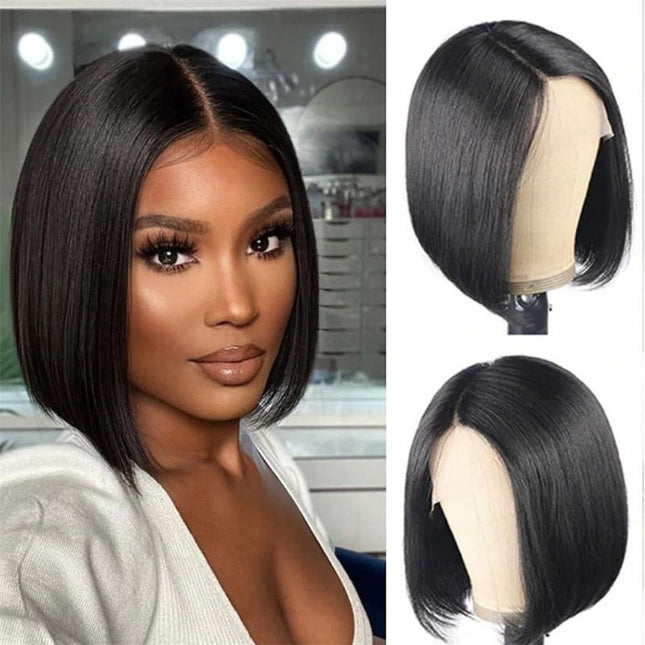 4X4 Transparent Lace Front Bob Feint No Glue Wearable Natural Human Hair Wig