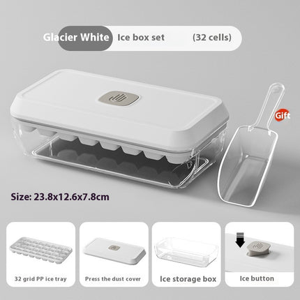 32 Grid Silicone Ice Cube Tray Mould With Lid Shovel Storage Box Remove With One Click Ice Maker DIY Whiskey Cocktail Tools Summer Kitchen Gadgets