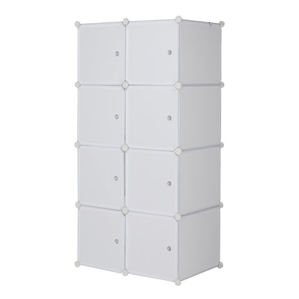 8 Cube Organizer Stackable Plastic Cube Storage Shelves Design Multifunctional Modular Closet Cabinet with Hanging Rod