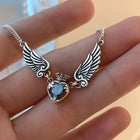 Vintage Gothic Heart Crown Angel Wings Pendant Necklaces For Women Fashion Exquisite Love Shape Clavicle Chain Choker Jewelry Fashion Jewelry