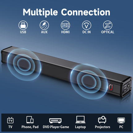 31.5in Soundbar For TV & 3D Surround Sound Bar For TV With Subwoofer & Wall Mountable