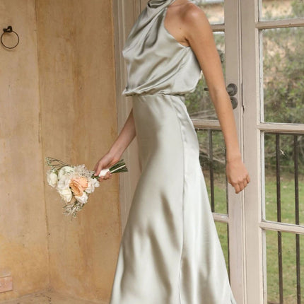 Sleeveless Halter Neck Dress Summer Fashion Temperament Evening Dresses For Women Clothing