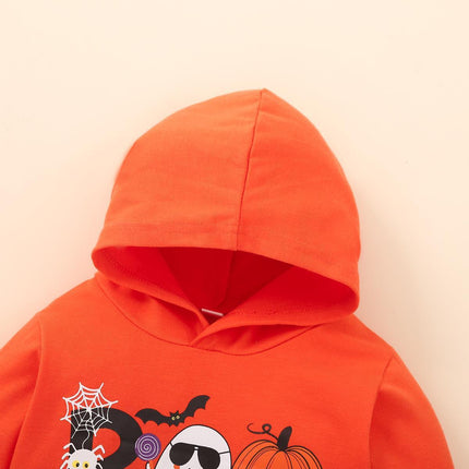 Boys' Halloween Pumpkin Orange Hooded Sweatshirt And Pants Set