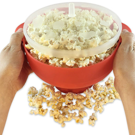 Silicone popcorn bowl with handle
