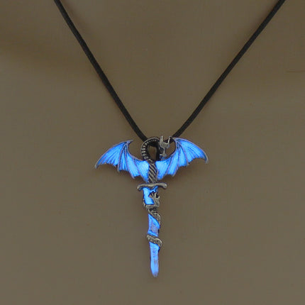 Fashion Trendy Men's Domineering Luminous Flame Dragon Necklace
