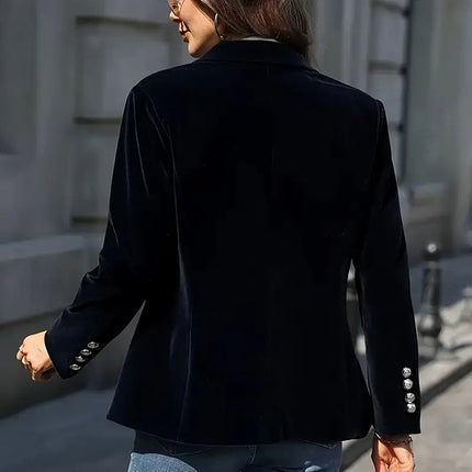 Women's Solid Color Notch Lapel Blazer - Slim Fit Long Sleeve Formal Jacket, Autumn&Winter Elegant Office Wear