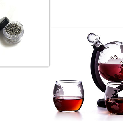 Rotating Earth-shaped Glass Wine Container