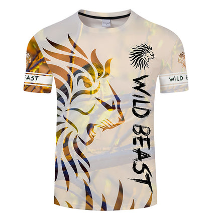 Men's 3D Printed Animal Lion Orange Short Sleeve