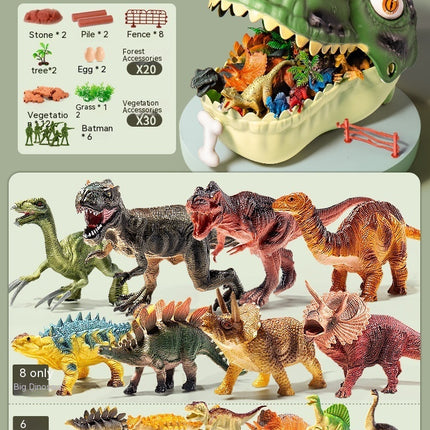 Dinosaur Toy Children's Big Tyrannosaurus Rex Triceratops Soft Glue Suit World Simulation Animal Model Hand Office