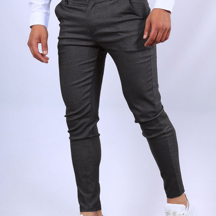 Men's Slim Button Trousers Fashion Solid Office Versatile Long Pencil Pants