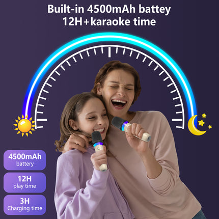 JYX D30 Karaoke With 2 Microphones&Bluetooth Speaker With Wireless Microphone And Lights For Adults And Kids