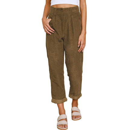 Baggy Corduroy Straight Pants Oversized Spodnie Elegant Trousers New Broek Women Causal Spring Fall High Wasit Pantalones