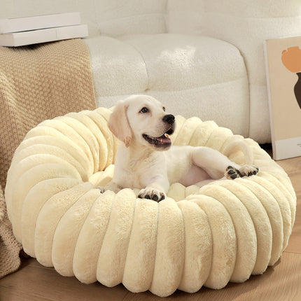 Pet Kennels Long Plush Round Cat Nest Winter Warm Dog Beds Kennel Super Soft Dogs Mat Sofa Pet Deep Sleeping SuppliesPet Products