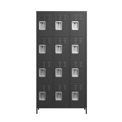 12 Door Metal Lockers With Lock For Employees,Storage Locker Cabinet For Home Gym Office School Garage,Easy Assembly,Black