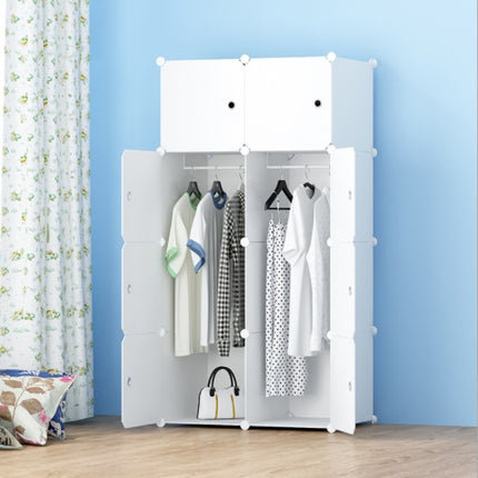 8 Cube Organizer Stackable Plastic Cube Storage Shelves Design Multifunctional Modular Closet Cabinet with Hanging Rod