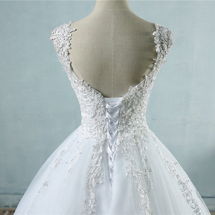 High Waist Wedding Dress With Deep V-neck