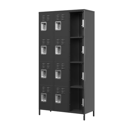 12 Door Metal Lockers With Lock For Employees,Storage Locker Cabinet For Home Gym Office School Garage,Easy Assembly,Black