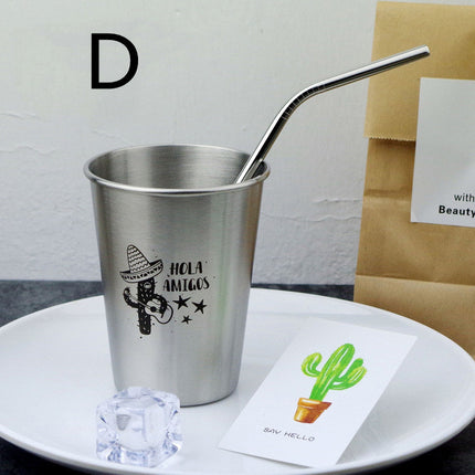 Nordic Metal Simple Style 304 Stainless Steel Cold Water Toothbrush Couple Cup