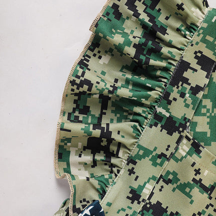 Baby's Girl 4th Of July Independence Day Style Camouflage Pattern Triangle Bodysuit, Casual Sleeveless Romper, Toddler & Infant Girl's Onesie