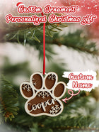 Personalized Dog Paw Snowflake Ornament – Custom Name Christmas Tree Decoration