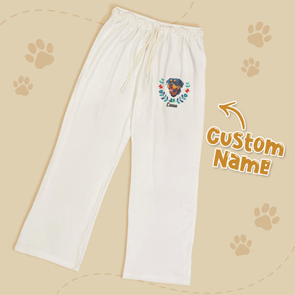Personalized Pet Name Lounge Pants – Embroidered-Style Custom Sleepwear for Pet Lovers