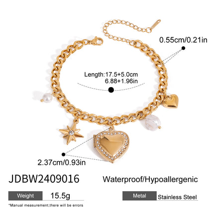 Love Chain Bracelet Fashion Titanium Steel Pearl Bow Bracelet