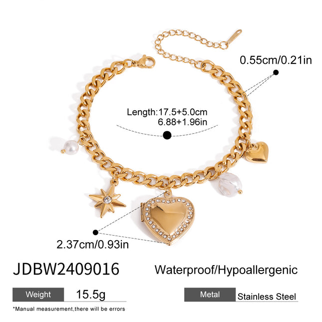 Love Chain Bracelet Fashion Titanium Steel Pearl Bow Bracelet