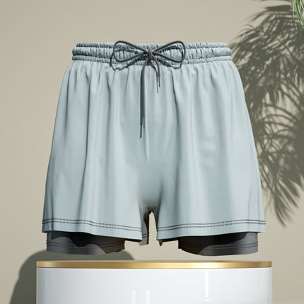 Men's 2-in-1 Breathable Loose Quick Drying Swimming Trunks Swimming Shorts Swimming Pants Flat Corner Pants Beach Pants Hot Spring Swimming Equipment