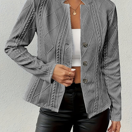 Women's Blazer Jacket Suit Coat Single-breasted Stand Collar Tops Slim Outerwear Temperament Office Jacket
