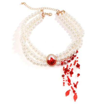Halloween Pearl Collar Retro Gothic Style