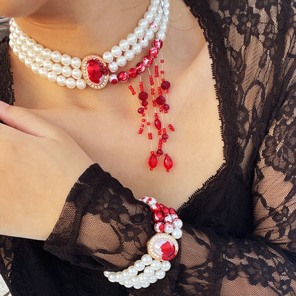 Halloween Pearl Collar Retro Gothic Style