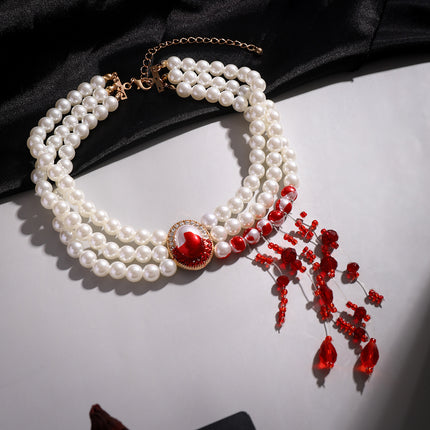 Halloween Pearl Collar Retro Gothic Style